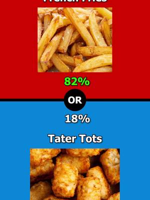 A post by @whatwould._.yourather on TikTok caption: Part 38. #quiz #trivia #frenchfries #tatertots #potatoes #questions 