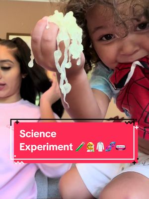 A post by @dreaordonez on TikTok caption: We love experiments 🤣🥰🧪🔬👩‍🔬 #fyp #science #kids #CapCut