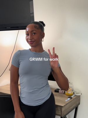 A post by @kirarenee on TikTok caption: Grwm for work💕 #fyp #grwm #getdressedwithme #work