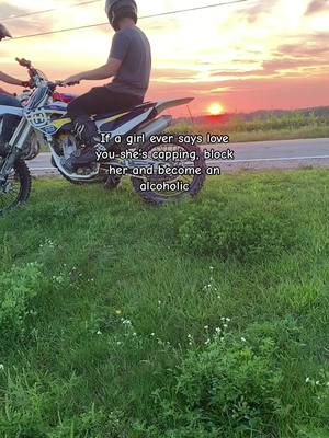 A post by @bennyboar44 on TikTok caption: #fypシ #dirtbike #sunset #Summer #couplegoals #girlfriend #boyfriend #everyone #husqvarna #250 #life #vibe #beer #fun 