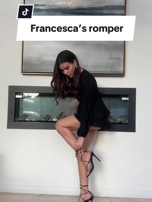 A post by @lookgoodforyou_ on TikTok caption: Monday calls for Happy Hour 🍸😏 #blackoutfits #blackromper #francescas #blackheels #romperstyle 