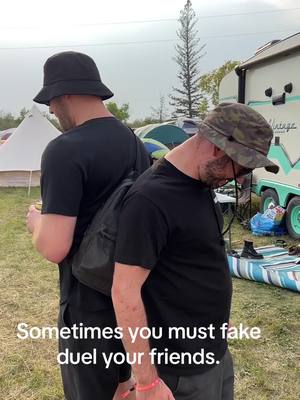 A post by @futuremagicofficial on TikTok caption: Juat has to be done - for honor; for dignity.  #fakeduel #festivals #festivalseason #dumbbros #bringyourlove 