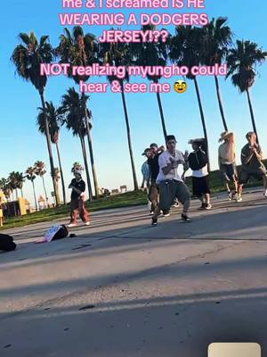 A post by @johcochip on TikTok caption: I can’t believe myungho heard my loud ass😵‍💫 #myungho #8turn #turning #8turning #8turninla #8turnbusking