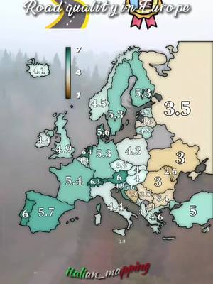 A post by @italian_mapping on TikTok caption: thought turkey was way worse 😮 #map #mapping #italian_mapping #flop #viral #fyp #foryoupage #4you #europe #road #quality 