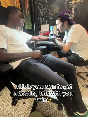 A post by @cat.alexiss on TikTok caption: I litteraly had to convince him to stop and get a tat😂#losangelescalifornia #twins #fypシ 