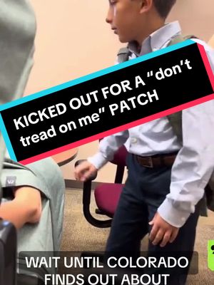 A post by @luke.m.holland on TikTok caption: Boy gets kicked out of class for having a Gadsden flag patch on backpack #woke #school #donttreadonme #fyp