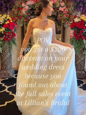 A post by @lilliansbridal on TikTok caption: Don’t miss out!! Sale ends 9/30/2023 🤍 #bridetobe #engaged #weddingplanning #weddingplanningtips #weddingplanning101 #weddingdressshopping #bridalgownshopping #weddingdressinspo #weddingdresstiktok #bridal #bridalgowninspiration #weddingdress #weddingdresses #weddinggown #weddinggowns #bridalgown #bridalgowns #bridaldress #bridaldresses #2024bride #2025bride #2024brides #2024bridetobe #2025brides #2025bridetobe #discountweddingdress #weddingdresshack #weddingdressshoppingtips #weddingdresssale #weddingonabudget #brideonabudget #brideonabudgetvibes #budgetweddingtips #weddingsavinghack #weddingsavingtips #2024weddingplanning #2025weddingplanning #weddingdresses2024 #weddingdresses2025 #sparklyweddingdress 