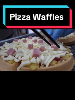 A post by @_street__foods_ on TikTok caption: Pizza Waffles, korean Street food #delicious #ASMR #satisfying #viral #fypシ゚viral #tiktokfood #fyp #foodasmr #yummyfood #food #foodtiktok #Foodie #korean #Recipe #cooking #baking #streetfood 