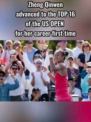 A post by @hangzhouflavor on TikTok caption: Chinese tennis player Zheng Qinwen advanced to the TOP 16 of the US OPEN for the first time in her career by defeating Lucia Bronzetti (6-3, 4-6, and 6-4), and she will face Ons Jabeur on Sept 5. #tennis #USOpen #Zhengqinwen #luciabronzetti #usopen2023 #onsjabeur