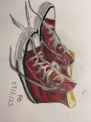 A post by @appleartyy on TikTok caption: old drawing but wtv 😍 #appleartyy #appleartyy2023 #converse #drawing #realism #art #fabercastell