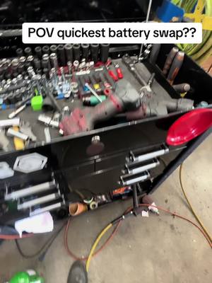 A post by @b58kole on TikTok caption: POV worlds fastest battery swap?? #battery #cars #mechanic #technician #car