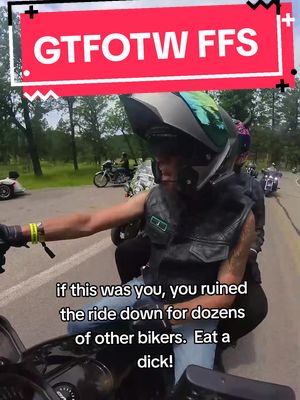 A post by @j.uncaged on TikTok caption: ride your ride, but get outta the way and use pull offs to let people pass FFS.