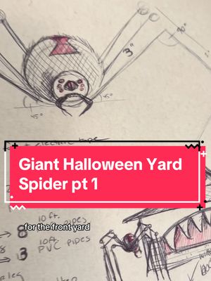 A post by @liz.the.season on TikTok caption: Monster House 2023: Giant Yard Spider build #monsterhouse #halloween2023 #halloweendiy #halloweendecor #giantspider #spookyseason 