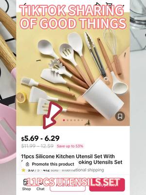 A post by @cool_plane0 on TikTok caption: 11pcs silicone kitchenware set☺️#kitchenware #siliconekitchenware #silicagel #trendhunter #summersale #tiktokmadebuyit #tiktokfind #fyp