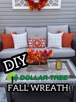 A post by @thedailydiyer on TikTok caption: Fall DIY Dollar Tree wreath! 🍁🍂 #fall #falldiy #fallwreaths #fallwreathforfrontdoor #falldecorideas #falldecorating #thedailydiyer