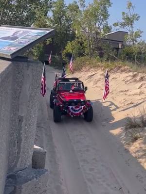 A post by @jeepinchelsea on TikTok caption: #warriors #jeepgirl #indiana #countrygirl #jeepfamily #jeepwrangler #ducked #family #jeep #jeeplife #patriotday #patriot #sand #dunes #4x4