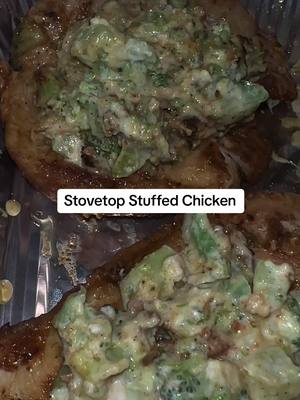 A post by @lyricalashawn on TikTok caption: When my aunt cook for me 😫 #stuffedchickenbreast #broccoliandcheese #cooktok #fyp @843CountryGirl