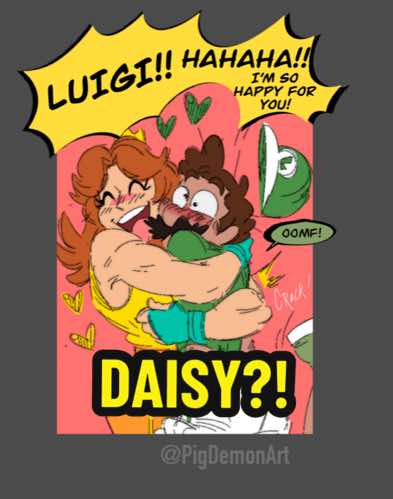 A post by @pigdemonart on TikTok caption: Im back with another comic! Little bonus thing after Mario finds out the truth… 🌼  #fyp #bowuigi #luigi #mario #daisy #bowser #supermario #supermariobros #smb #comic #fanart 