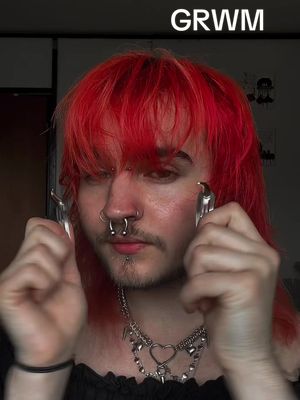 A post by @sunfloweralec on TikTok caption: Did I use my new jewelry from @Gloomy Forecast Jewelry as an excuse to get dressed up? You better believe I did! #alternative #alt #SmallBusiness #fypシ #fashion #altfashion #queer #creativity #jewlery #grwm 