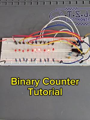 A post by @tsj_electronics on TikTok caption: Build a Binary Counter Tutorial. #electronics #electricalengineering #computerscience #STEM #arduino #LearnOnTikTok #education #tsjelectronics 