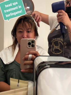 A post by @adine_plans_the_party on TikTok caption: had to try out the #viral #scalpcare procedire at my closest #headspa in Burlingame, Ca and I’m addicted! It helps stimulate hair growth and deep cleans your hair to the root! Make your appts now as they are booking 30-60 days out! #hairtiktok 