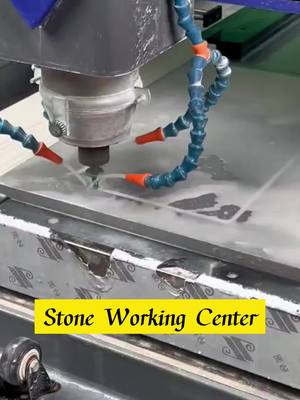 A post by @hongyuntilecutter on TikTok caption: Open the square basin hole in the Stone Working Center.#construction #stonemachine #stoneworkingcenter #workingcenter #cnccontouringcenter 