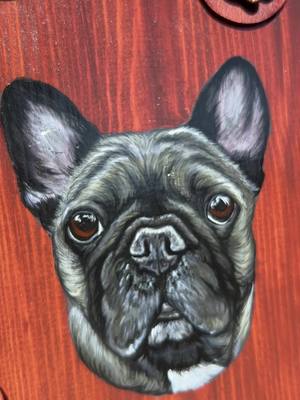 A post by @septemberscottie on TikTok caption: Pet portrait lead hooks #petparent #frenchbulldog #frenchiesoftiktok #dogsofttiktok #fypシ゚viral #doglover #petportraits #dogtok