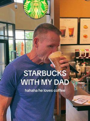 A post by @naomi.madeinminny on TikTok caption: coffee with Pat! hes the best😁🧡 #dadsoftiktok #minnesota #starbucks 