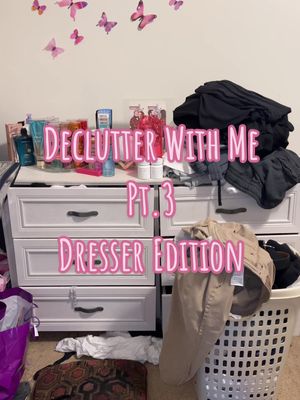 A post by @patience_riley on TikTok caption: Declutter with me: Pt.3 Dresser Edition 🙌🏻✨ #declutter #decluttering #declutterwithme #CleanTok #cleanwithme #cleaningmotivation #bedroomcleanup #resetday #bedroomreset #getorganized #organizedhome #satisfying #fyp