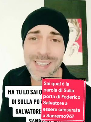 A post by @fr4ncesco.sansone on TikTok caption: Ma tu lo sai qual è la parola di Sulla porta di Federico Salvatore censurata a Sanremo '96? #federicosalvatore #censura #canzoni #curiositàmusicali #francescosansone #speaker @Francesco Sansone 🧢🎧 @Francesco Sansone 🧢🎧 @Francesco Sansone 🧢🎧