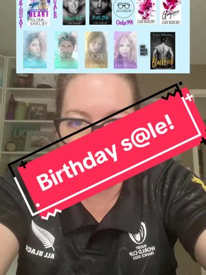 A post by @lisashelbybooks on TikTok caption: Get all my books for less than $10! #fyp #lovegeek #indieauthor #amwritingromance #BookTok #booksale #spicybooktok😈 #romancebooks #spicyreads🌶️🔥 #streamybooks #ku#kindleunlimited #itsmybirthday #allblacks #nzrugby #worldcup2023 #rugbyworldcup #momswhoreadromance