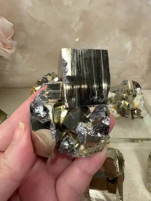 A post by @annascrystalshop on TikTok caption: High qaulity Pyritrs from Peru will be in this Friday nights live #crystals #pyrite #crystaltok #crystalfyp #crystalshop #crystallivesale