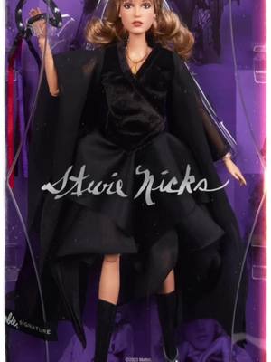 A post by @storm_borne on TikTok caption: I am beyond ecstatic to have been able to purchase the Stevie Nicks Barbie on pre-order, she is absolutely beautiful! 🥺🥰🖤💜 I just adore you @Stevie Nicks @MattelCreations #stevienicks #mattel #stevienicksbarbie #fleetwoodmac #womeninrock #iconic #stormborne 