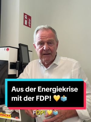 A post by @wolfgang.heubisch on TikTok caption: Morgen ist #Landtagswahl 🗳️  Aus der #Energiekrise, mit der #FDP!#BeideStimmenFDP 💛 #Heubisch Unsere #Forderungen aus dem #Wahlprogramm: Wir als FDP Bayern wollen den Freistaat zur innovativsten und dynamischsten Wirtschaftsregion Europas entwickeln. Unser wirtschaftliches Fundament aus solidem Mittelstand und globalen Großunternehmen, innovativen Technologieunternehmen und Start-ups, Top-Universitäten und Forschungsinstituten wollen wir durch Entbürokratisierung, Digitalisierung, bessere Vernetzung und Flexibilisierung entfesseln. So kann Bayern Herausforderungen wie Nachhaltigkeit, Klimaschutz und demografischen Wandel meistern. Wir wollen die Bedingungen für Technologien und Innovationen als zentrale Treiber wirtschaftlicher Entwicklung verbessern. Wie für die gesamte bayerische Wirtschaft bilden auch hier kleine und mittlere Betriebe das Rückgrat. Die wachsenden Nachwuchs- und Nachfolgeprobleme erfordern ein gesellschaftliches Umdenken und innovative Instrumente. Wir müssen sicherstellen, dass sich Leistung wieder lohnt: Der Sozialstaat ist für uns keine Hängematte, sondern das Sprungbrett für ein besseres Leben. Unser Ziel ist es, die unübersichtliche und überbürokratische Leistungslandschaft neu zu strukturieren, um Menschen zu befähigen, ihr Leben eigenverantwortlich zu meistern. Staatliche Leistungen müssen für Bedürftige schnell und einfach zugänglich gemacht werden. Bayerns Energieversorgung ist derzeit von der Solidarität unserer Nachbarn abhängig. Wir brauchen deshalb ein schlüssiges Konzept, mit dem wir unsere Energieversorgung breiter aufstellen und einseitige Abhängigkeiten vermeiden.