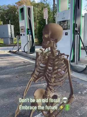 A post by @carbonizedhorse on TikTok caption: #future #EV #chargers #byebyegas #electrifying #Skelletonshuffle