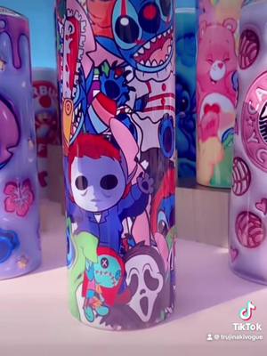 A post by @trujinakivogue on TikTok caption: Spooky Tumbler.  20oz strainless Halloween Cute Tumblers #tumblersoftiktok #tiktok #TikTokShop #spookyseason #halloween #huntedhouse #stitch #jackthepumpkinking #hocuspocus #disney