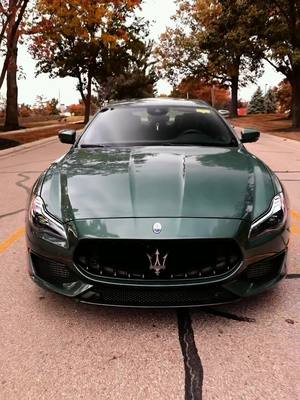 A post by @bmwofcincinnatinorth on TikTok caption: This 2022 Maserati Quattroporte Trofeo looks good in the fall 🍁🍂🕸️ #bmwofcincinnatinorth #maserati #maseratiquattroporte #maseratiguy #fall 