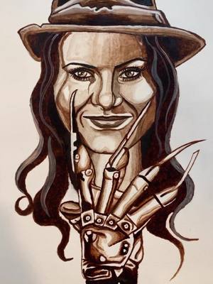 A post by @thechocolatecreator on TikTok caption: Painted @Diandra of Elm Street with chocolate #fyp #nightmareonelmstreet #arts #artistsoftiktok #halloween