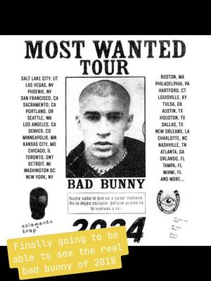 A post by @leslieramosg on TikTok caption: Who’s ready to see his Most wanted Tour ? Bad Bunny’s 1st time performing in NY 2018 🔥@Bad Bunny #trap #badbunny #conejomalo #fyp #mostwantedtour 