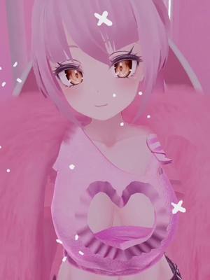 A post by @cinnanova_vt on TikTok caption: Cinna in 3D?!? Hello new VR chat model!! #vrchat #vrchatmodel #vtuber #envtuber #bunnygirl 