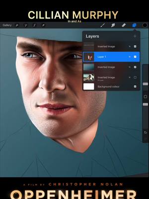 A post by @sanartstudio11 on TikTok caption: Oppenheimer, Cillian Murphy drawing in procreate on ipad pro #cillianmurphy #oppenheimer #oppenheimermovie #christophernolan #robertdowneyjr #mattdamon #cillianmurphyfan #peakyblinders #drawing #art #procreate #digitaldrawing #digitalpainting #digitalillustration #digitalart #procreateart #procreateapp #viralart #viral #foryou #draw