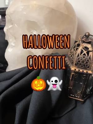 A post by @pandorasboxofcrystals on TikTok caption: Halloween Confetti is back by popular demand! 🎃👻 Link in bio! #pandorasboxofcrystals #halloweenconfetti #crystalconfetti #halloweencrystalconfetti #halloweencrystals