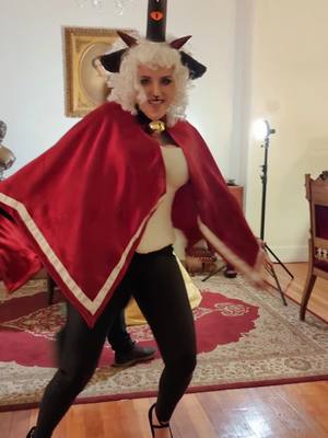 A post by @ashenqueendesigns on TikTok caption: only serious cosplayers here ❤️ had a great time doing fun shoot with friends at the Copper Queen Hotel ❤️ #CultoftheLambcosplay #cultofthelamb #cosplay #handmade #halloweencosplay 