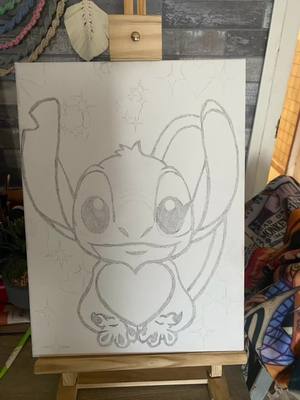 A post by @jonathansavary52 on TikTok caption: Voici ma nouvelle œuvre crée pour une fille fan de stich toile 30x40 cm#Drawing #abonnetoi❤️❤️🙏 #disney #stitch 