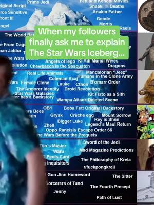 A post by @mythicjedi on TikTok caption: The Star Wars Iceberg is HUGE and the lore is DEEP 🥶❄️ #fyp #starwars #iceberg #starwarsiceberg 