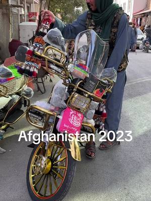 A post by @wanderingemma68 on TikTok caption: New Talib bikes , the very good man was very impressed! They just obviously got them and were accessorie shopping ! Tassles were too heavy lol #afghanistan #afghan #afghanistantiktok #afghanistan🖤❤️💚 #afghantiktok #afghanistan2023 #afghanistan_tıktok🇦🇫 #afghanistan_ #afg #afghanist #kabultiktok #kabul 