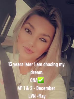 A post by @meganprice264 on TikTok caption: Life has a funny way of working out! Here's to finishing my CNA course🥳, now AP 1 & 2..Then applying to LVN school!! #Itsnevertoolate #deservethisandmore #engaged #mommyof5 #inmy30s 