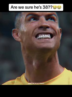 A post by @retrofootba11 on TikTok caption: Hows he scoring goals like this at 38?😭😭😭 #football #ronaldo #cr7 #cristiano