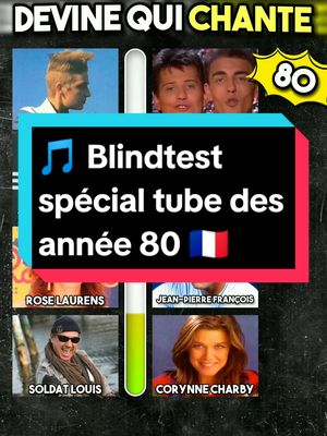 A post by @un.jour.un.quiz on TikTok caption: 🎵 Devine la personne d'après sa chanson 🇨🇵 Seul un fan des années 80 réussira à avoir 8/8 à ce blindtest spécial chanson française 😎 #annee80 #chansonfrancaise #blindtest #nostalgie #quizmusical  #devinelachanson  #devinelapersonne 