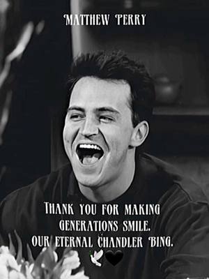 A post by @lparrillax on TikTok caption: I still can't believe it.. </3 Friends was one of my comfort shows, and Chandler has always been my comfort character. Unfortunately, yesterday we lost a great actor, who many, like me, considered a friend. I hope he FINALLY rests after everything he's been through... I'm heartbroken and i know watching Friends will never be the same again.. Thank you Mat for all the laughter you provided when i was at rock bottom.. I love you so so so much! My condolences to the family, friends and thousands of fans, who, like me, are devastated by this sad news.. Rest in peace, Matthew, our eternal Chandler Bing. 🕊🖤 - He really drew stars around our scars :')  overlay: @𝙤𝙫𝙡𝙮𝙨𝙛𝙭  scp: friendsscenespacks on ig  tags: #matthewperry #rip #friends #chandlerbing #friendstvshow #ripmatthewperry 